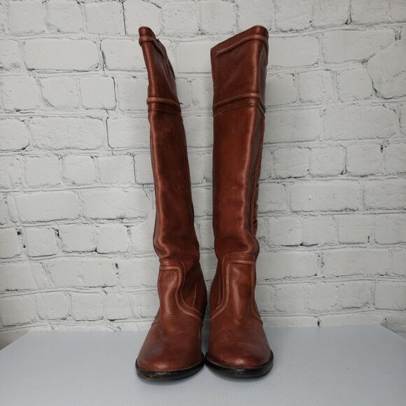 Fossil Womens Red Leather Pull On Boots Heels Size 7‎ - Picture 1 of 13